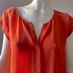 JOIE SILK Coral Blouse Cap Sleeve Button Down